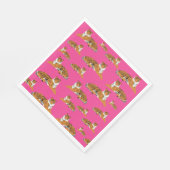 ピンクオレンジジャングルタイガーアニマルパターン スタンダードランチョンナプキン (角)