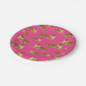 ピンクオレンジジャングルタイガーアニマルパターン ペーパープレート (アングル)