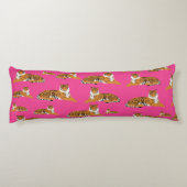 ピンクオレンジジャングルタイガーアニマルパターン ボディピロー (裏面)