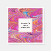 ピンクオレンジスワーズグルーブヴィデザイン誕生日 スタンダードカクテルナプキン (正面)