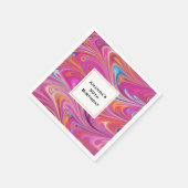 ピンクオレンジスワーズグルーブヴィデザイン誕生日 スタンダードカクテルナプキン (角)