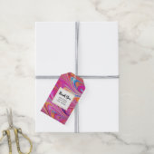 ピンクオレンジスワーズ抽象デザインパーティーありがとう ギフトタグ (より糸付き)