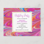 ピンクオレンジスワーズ抽象デザイン誕生日パーティー ポストカード (正面)