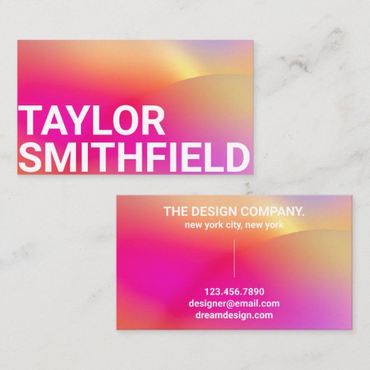 ピンクオレンジタイポグラフィグラデーション 名刺 (正面/裏面)