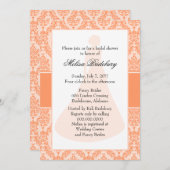 ピンクオレンジダマスクブライダルシャワー 招待状 (正面/裏面)