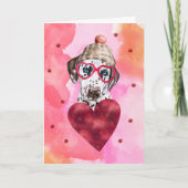 ピンクオレンジダルマチアンバレンタインデイギフトドッグ カード (正面)