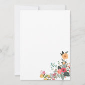 ピンクオレンジティール(緑がかった色)サンゴ抽象芸術結婚フローラ 招待状 (裏面)