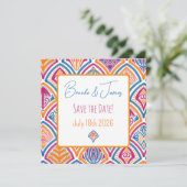 ピンクオレンジティール（緑がかった色）飾りファン日付を保存 (スタンド正面)