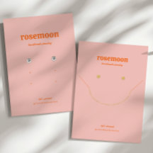 ピンクオレンジテンプレートイヤリングディスプレイカード