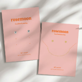 ピンクオレンジテンプレートイヤリングディスプレイカード