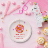 ピンクオレンジディスコボールレッツディスコ誕生日パーティー ペーパープレート (パーティー)