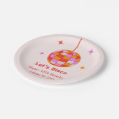 ピンクオレンジディスコボールレッツディスコ誕生日パーティー ペーパープレート (アングル)