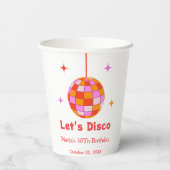 ピンクオレンジディスコボールレッツディスコ誕生日パーティー 紙コップ (裏面)