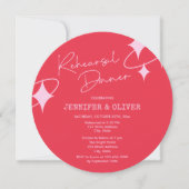 ピンクオレンジディスコ結婚ボールのリハーサルディナー 招待状 (正面)