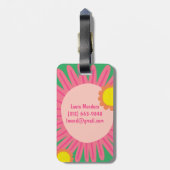 ピンクオレンジデイジーフラワーカスタマイズイニシャル ラゲッジタグ (裏面縦)