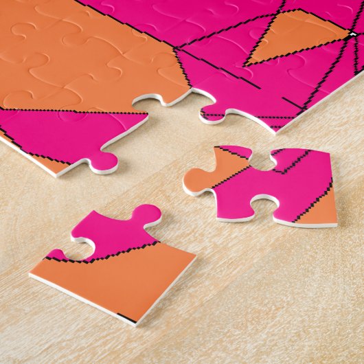 ピンクオレンジデジタ絵画ルズ、キッズアート ジグソーパズル (側面)