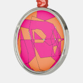 ピンクオレンジデジタ絵画ルズ、キッズアート メタルオーナメント (左)