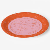ピンクオレンジハンドドロッドグラードパーティー紙プレート ペーパープレート (アングル)
