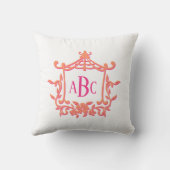 ピンクオレンジパゴダフラワーフレームモノグラムイニシャル クッション (裏面)