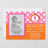 ピンクオレンジパンプキン誕生日招待状 招待状 (正面)