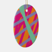 ピンクオレンジパープルティール(緑がかった色)ライン抽象芸術明るい色 セラミックオーナメント (右)