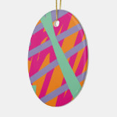 ピンクオレンジパープルティール(緑がかった色)ライン抽象芸術明るい色 セラミックオーナメント (左)