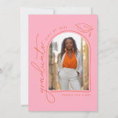 ピンクオレンジフォトハンドドロードグラードパーティの招待状 案内状 (裏面)