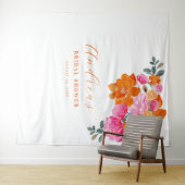 ピンクオレンジフォトブースブライダルシャワー背景 タペストリー (インサイチュ(横))