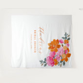 ピンクオレンジフォトブースブライダルシャワー背景 タペストリー (正面(横))