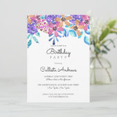 ピンクオレンジフローラウォーターカラーガールズ誕生日 招待状 (スタンド正面)