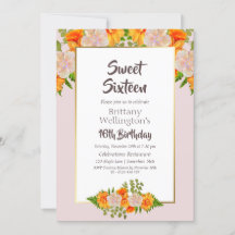 ピンクオレンジフローラスウィート16バースデーパーティー