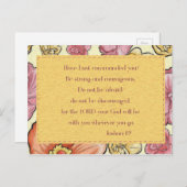 ピンクオレンジフローラバイブル聖句Joshua 1:9はがき ポストカード (正面/裏面)