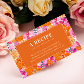 ピンクオレンジフローラレシピ要求ブライダルシャワー エンクロージャーカード