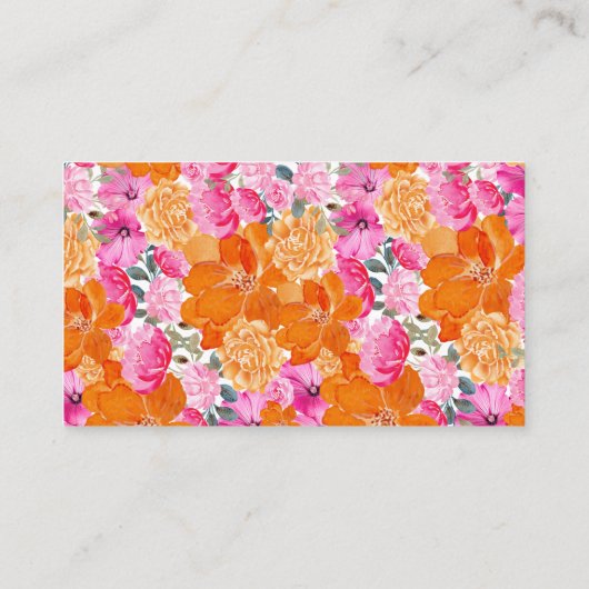 ピンクオレンジフローラレシピ要求ブライダルシャワー エンクロージャーカード (裏面)