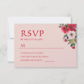 ピンクオレンジフローラ中国のリース結婚式RSVP 出欠カード (正面)