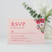 ピンクオレンジフローラ中国のリース結婚式RSVP 出欠カード (スタンド正面)