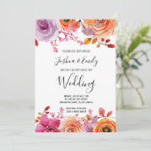 ピンクオレンジフローラ春結婚秋 招待状 (スタンド正面)