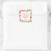 ピンクオレンジフローラ誕生日パーティーのお気に入り スクエアシール (バッグ)