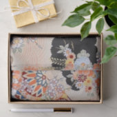 ピンクオレンジブラック着物日本のフローラデコパージュ 薄葉紙 (ギフト)