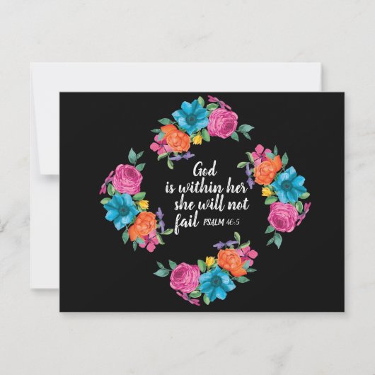 ピンクオレンジブルーウォーター色フローラ聖句 ノートカード (正面)