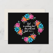 ピンクオレンジブルーウォーター色フローラ聖句 ノートカード (正面/裏面)