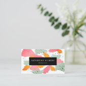 ピンクオレンジブルー絵を描抽象芸術の名刺 名刺 (スタンド正面)