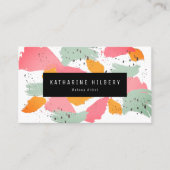ピンクオレンジブルー絵を描抽象芸術の名刺 名刺 (正面)