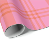 ピンクオレンジプラ市松模様にイドギンガム ラッピングペーパー (ロールコーナー)
