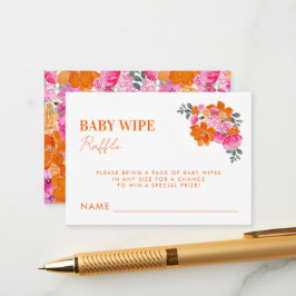 ピンクオレンジベビーワイプラッフルベビーシャワーゲーム エンクロージャーカード