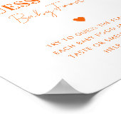 ピンクオレンジベビー食べ物の赤ちゃんシャワーサインを推測 ポスター (角)