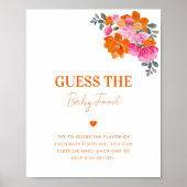 ピンクオレンジベビー食べ物の赤ちゃんシャワーサインを推測 ポスター (正面)