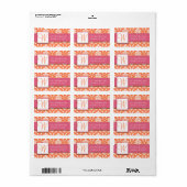 ピンクオレンジホワイトダマスクイニシャル住所 シール (フルシート)