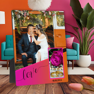 ピンクオレンジボホヒッピー結婚の写真プラーク フォトプラーク