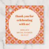 ピンクオレンジミッドセンチュリーカスタムブライダルシャワー感謝してい フェイバータグ (正面)